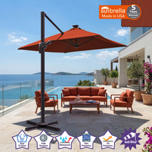 Load image into Gallery viewer, 8'x8' Solar LED Roma Umbrella Deluxe Cantilever Umbrella Sunbrella Cover Umbrella Patio Umbrella Garden Outdoor