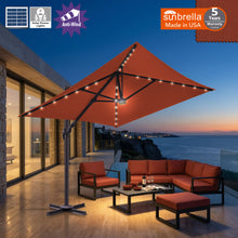 Load image into Gallery viewer, 8'x8' Solar LED Roma Umbrella Deluxe Cantilever Umbrella Sunbrella Cover Umbrella Patio Umbrella Garden Outdoor