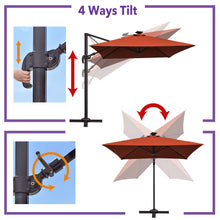 Load image into Gallery viewer, 8'x8' Solar LED Roma Umbrella Deluxe Cantilever Umbrella Sunbrella Cover Umbrella Patio Umbrella Garden Outdoor