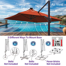 Load image into Gallery viewer, 8'x8' Solar LED Roma Umbrella Deluxe Cantilever Umbrella Sunbrella Cover Umbrella Patio Umbrella Garden Outdoor