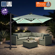 Load image into Gallery viewer, 8'x8' Solar LED Roma Umbrella Deluxe Cantilever Umbrella Sunbrella Cover Umbrella Patio Umbrella Garden Outdoor