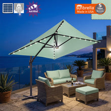 Load image into Gallery viewer, 8'x8' Solar LED Roma Umbrella Deluxe Cantilever Umbrella Sunbrella Cover Umbrella Patio Umbrella Garden Outdoor