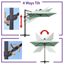 Load image into Gallery viewer, 8'x8' Solar LED Roma Umbrella Deluxe Cantilever Umbrella Sunbrella Cover Umbrella Patio Umbrella Garden Outdoor