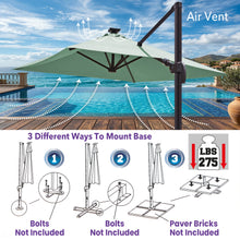 Load image into Gallery viewer, 8'x8' Solar LED Roma Umbrella Deluxe Cantilever Umbrella Sunbrella Cover Umbrella Patio Umbrella Garden Outdoor