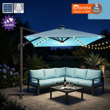 Load image into Gallery viewer, 8'x8' Solar LED Roma Umbrella Deluxe Cantilever Umbrella Sunbrella Cover Umbrella Patio Umbrella Garden Outdoor
