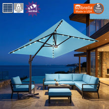 Load image into Gallery viewer, 8'x8' Solar LED Roma Umbrella Deluxe Cantilever Umbrella Sunbrella Cover Umbrella Patio Umbrella Garden Outdoor