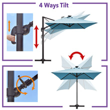 Load image into Gallery viewer, 8'x8' Solar LED Roma Umbrella Deluxe Cantilever Umbrella Sunbrella Cover Umbrella Patio Umbrella Garden Outdoor