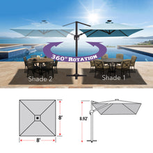 Load image into Gallery viewer, 8'x8' Solar LED Roma Umbrella Deluxe Cantilever Umbrella Sunbrella Cover Umbrella Patio Umbrella Garden Outdoor