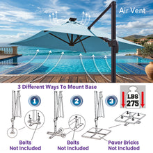 Load image into Gallery viewer, 8'x8' Solar LED Roma Umbrella Deluxe Cantilever Umbrella Sunbrella Cover Umbrella Patio Umbrella Garden Outdoor