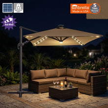 Load image into Gallery viewer, 8'x8' Solar LED Roma Umbrella Deluxe Cantilever Umbrella Sunbrella Cover Umbrella Patio Umbrella Garden Outdoor