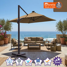 Load image into Gallery viewer, 8'x8' Solar LED Roma Umbrella Deluxe Cantilever Umbrella Sunbrella Cover Umbrella Patio Umbrella Garden Outdoor