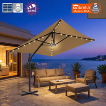 Load image into Gallery viewer, 8'x8' Solar LED Roma Umbrella Deluxe Cantilever Umbrella Sunbrella Cover Umbrella Patio Umbrella Garden Outdoor
