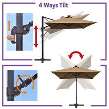 Load image into Gallery viewer, 8'x8' Solar LED Roma Umbrella Deluxe Cantilever Umbrella Sunbrella Cover Umbrella Patio Umbrella Garden Outdoor
