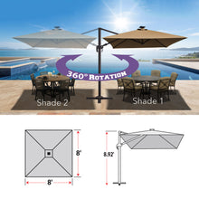 Load image into Gallery viewer, 8'x8' Solar LED Roma Umbrella Deluxe Cantilever Umbrella Sunbrella Cover Umbrella Patio Umbrella Garden Outdoor