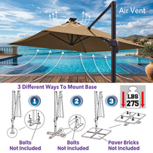 Load image into Gallery viewer, 8'x8' Solar LED Roma Umbrella Deluxe Cantilever Umbrella Sunbrella Cover Umbrella Patio Umbrella Garden Outdoor
