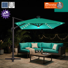 Load image into Gallery viewer, 8'x8' Solar LED Roma Umbrella Deluxe Cantilever Umbrella Sunbrella Cover Umbrella Patio Umbrella Garden Outdoor