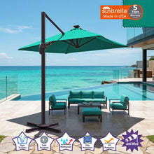 Load image into Gallery viewer, 8'x8' Solar LED Roma Umbrella Deluxe Cantilever Umbrella Sunbrella Cover Umbrella Patio Umbrella Garden Outdoor