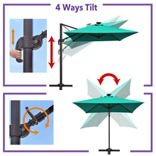 Load image into Gallery viewer, 8'x8' Solar LED Roma Umbrella Deluxe Cantilever Umbrella Sunbrella Cover Umbrella Patio Umbrella Garden Outdoor