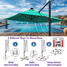 Load image into Gallery viewer, 8'x8' Solar LED Roma Umbrella Deluxe Cantilever Umbrella Sunbrella Cover Umbrella Patio Umbrella Garden Outdoor