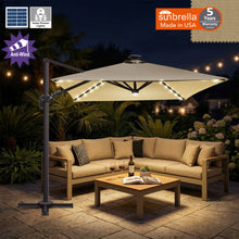 Load image into Gallery viewer, 8'x8' Solar LED Roma Umbrella Deluxe Cantilever Umbrella Sunbrella Cover Umbrella Patio Umbrella Garden Outdoor