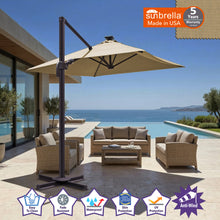 Load image into Gallery viewer, 8'x8' Solar LED Roma Umbrella Deluxe Cantilever Umbrella Sunbrella Cover Umbrella Patio Umbrella Garden Outdoor