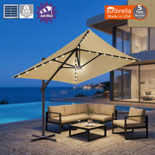 Load image into Gallery viewer, 8'x8' Solar LED Roma Umbrella Deluxe Cantilever Umbrella Sunbrella Cover Umbrella Patio Umbrella Garden Outdoor