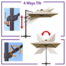 Load image into Gallery viewer, 8'x8' Solar LED Roma Umbrella Deluxe Cantilever Umbrella Sunbrella Cover Umbrella Patio Umbrella Garden Outdoor