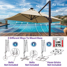 Load image into Gallery viewer, 8'x8' Solar LED Roma Umbrella Deluxe Cantilever Umbrella Sunbrella Cover Umbrella Patio Umbrella Garden Outdoor