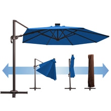 Load image into Gallery viewer, SUNNYOUTDOOR 11' Deluxe Cantilever Umbrella LED Lighted Umbrella Sunbrella Cover Patio Umbrella Garden Outdoor (Cocoa)
