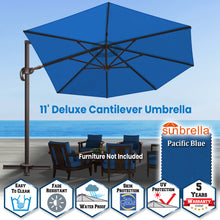 Load image into Gallery viewer, SUNNYOUTDOOR 11' Deluxe Cantilever Umbrella LED Lighted Umbrella Sunbrella Cover Patio Umbrella Garden Outdoor (Cocoa)