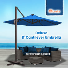 Load image into Gallery viewer, SUNNYOUTDOOR 11' Deluxe Cantilever Umbrella LED Lighted Umbrella Sunbrella Cover Patio Umbrella Garden Outdoor (Cocoa)