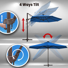 Load image into Gallery viewer, SUNNYOUTDOOR 11' Deluxe Cantilever Umbrella LED Lighted Umbrella Sunbrella Cover Patio Umbrella Garden Outdoor (Cocoa)