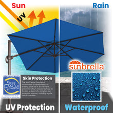Load image into Gallery viewer, SUNNYOUTDOOR 11' Deluxe Cantilever Umbrella LED Lighted Umbrella Sunbrella Cover Patio Umbrella Garden Outdoor (Cocoa)