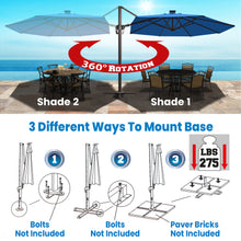 Load image into Gallery viewer, SUNNYOUTDOOR 11' Deluxe Cantilever Umbrella LED Lighted Umbrella Sunbrella Cover Patio Umbrella Garden Outdoor (Cocoa)