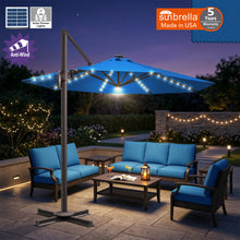 Load image into Gallery viewer, 11' Solar LED Roma Umbrella Deluxe Cantilever Umbrella Sunbrella Cover Umbrella Patio Umbrella Garden Outdoor
