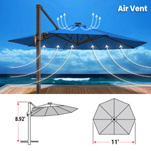 Load image into Gallery viewer, SUNNYOUTDOOR 11' Deluxe Cantilever Umbrella LED Lighted Umbrella Sunbrella Cover Patio Umbrella Garden Outdoor (Cocoa)