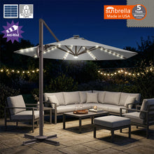Load image into Gallery viewer, 11' Solar LED Roma Umbrella Deluxe Cantilever Umbrella Sunbrella Cover Umbrella Patio Umbrella Garden Outdoor