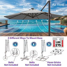 Load image into Gallery viewer, 11' Solar LED Roma Umbrella Deluxe Cantilever Umbrella Sunbrella Cover Umbrella Patio Umbrella Garden Outdoor