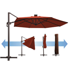 Load image into Gallery viewer, SUNNYOUTDOOR 11' Deluxe Cantilever Umbrella LED Lighted Umbrella Sunbrella Cover Patio Umbrella Garden Outdoor (Cocoa)