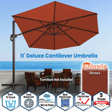 Load image into Gallery viewer, SUNNYOUTDOOR 11' Deluxe Cantilever Umbrella LED Lighted Umbrella Sunbrella Cover Patio Umbrella Garden Outdoor (Cocoa)