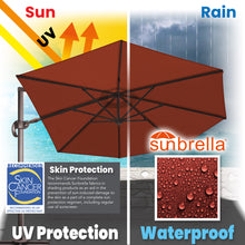 Load image into Gallery viewer, SUNNYOUTDOOR 11' Deluxe Cantilever Umbrella LED Lighted Umbrella Sunbrella Cover Patio Umbrella Garden Outdoor (Cocoa)