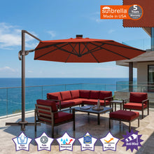 Load image into Gallery viewer, 11' Solar LED Roma Umbrella Deluxe Cantilever Umbrella Sunbrella Cover Umbrella Patio Umbrella Garden Outdoor