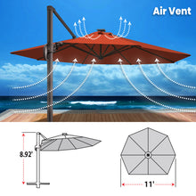Load image into Gallery viewer, SUNNYOUTDOOR 11' Deluxe Cantilever Umbrella LED Lighted Umbrella Sunbrella Cover Patio Umbrella Garden Outdoor (Cocoa)