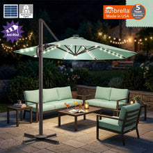 Load image into Gallery viewer, 11' Solar LED Roma Umbrella Deluxe Cantilever Umbrella Sunbrella Cover Umbrella Patio Umbrella Garden Outdoor