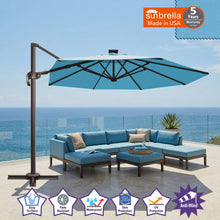Load image into Gallery viewer, 11' Solar LED Roma Umbrella Deluxe Cantilever Umbrella Sunbrella Cover Umbrella Patio Umbrella Garden Outdoor