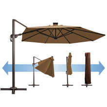 Load image into Gallery viewer, SUNNYOUTDOOR 11' Deluxe Cantilever Umbrella LED Lighted Umbrella Sunbrella Cover Patio Umbrella Garden Outdoor (Cocoa)