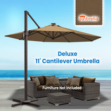 Load image into Gallery viewer, SUNNYOUTDOOR 11' Deluxe Cantilever Umbrella LED Lighted Umbrella Sunbrella Cover Patio Umbrella Garden Outdoor (Cocoa)