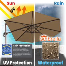 Load image into Gallery viewer, SUNNYOUTDOOR 11' Deluxe Cantilever Umbrella LED Lighted Umbrella Sunbrella Cover Patio Umbrella Garden Outdoor (Cocoa)