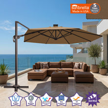 Load image into Gallery viewer, 11' Solar LED Roma Umbrella Deluxe Cantilever Umbrella Sunbrella Cover Umbrella Patio Umbrella Garden Outdoor