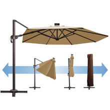 Load image into Gallery viewer, SUNNYOUTDOOR 11' Deluxe Cantilever Umbrella LED Lighted Umbrella Sunbrella Cover Patio Umbrella Garden Outdoor (Cocoa)